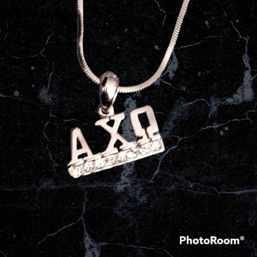 Alpha Chi Omega Violet Victoria Silver Tone Necklace